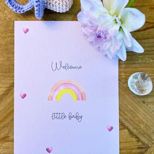 Glückwunschkarte zur Geburt, Babykarte  als Geschenkidee zur Geburt, A6, in rosa und hellblau mit Baby-Motiven