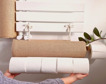 Wall hanging toilet roll holder, cylinder hanging toy basket, boho natural jute storage, magazine storage, bathroom radiator storage.