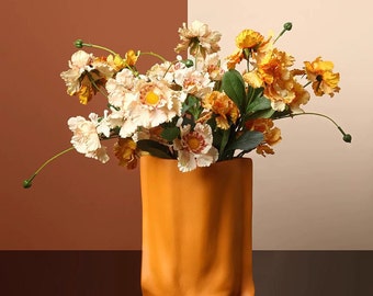 Vase artisanal en céramique fait main - Pièce maîtresse de salon, décoration de table à manger, vase pour meuble télé, composition florale, pièce décorative créative