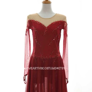 Abito personalizzato ROSSO/Costume/Pattinaggio artistico/Danza sul ghiaccio/Pattinaggio sul ghiaccio/Acrobatico/Pattinaggio a rotelle/Abito da competizione/Su misura/Stile romantico