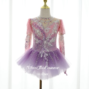 PINK Customized dress/ Costume/ Figure skating/ Ice dance/ Ice skate/ Leotard/ Acrobatic/ Roller skate/ Competition dress/ Bespoke costume