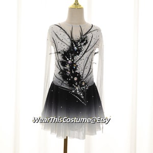 WHITE Customized dress/ Costume/ Figure skating/ Ice dance/ Ice skate/ Leotard/ Acrobatic/ Roller skate/ Competition dress/ Bespoke costume