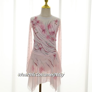PINK Customized dress/ Costume/ Figure skating/ Ice dance/ Ice skate/ Leotard/ Acrobatic/ Roller skate/ Competition dress/ Bespoke costume