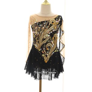 Black Gold Figure Skating Dress - Etsy