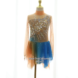 MIXED COLORS Customized dress/ Costume/ Figure skating/ Ice dance/ Ice skate/ Leotard/ Roller skate/ Competition dress/ Bespoke costume
