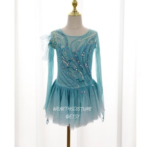BLUE Customized dress/ Costume/ Figure skating/ Ice dance/ Ice skate/ Leotard/ Acrobatic/ Roller skate/ Competition dress/ Bespoke costume
