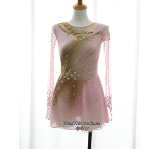 PINK GOLD Customized Costume/ Figure skating/ Ice dance/ Ice skate/ Leotard/ Acrobatic/ Roller skate/ Competition dress/ Bespoke costume