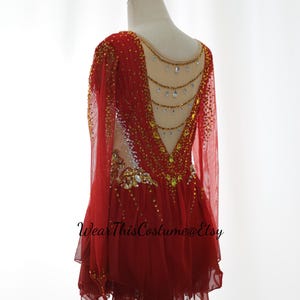RED Customized dress/ Costume/ Figure skating/ Ice dance/ Ice skate/ Acrobatic/ Roller skate/ Competition dress/ Bespoke/ Romantic style
