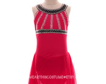 DARK PINK Figure Skating Dress/ Customized Ice Dance Costume/ Ice Dance Dress/ Ice Skating Dress/ Dance Dress/ Girl's Women's Dress
