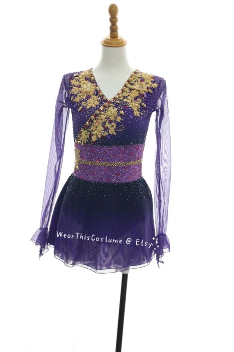 PURPLE and GOLD Figure Skating Dress/ Customized Ice Dance Costume/ Ice Skating Costume/ Ice Dance/ Design Costume/ Customized Dress/ Dress