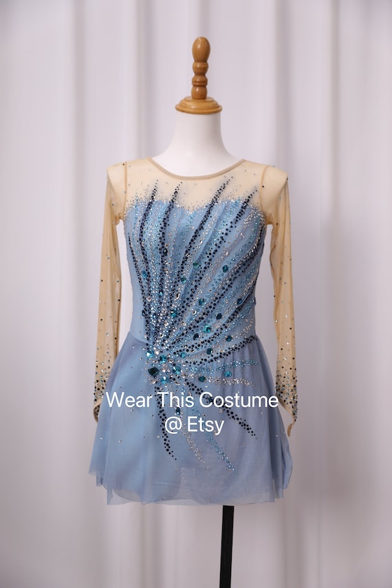figure skating dress crystal designs Blue Crystal Figure Skating Dress - Customized Competition Costume