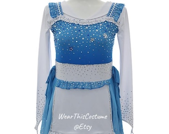 Blue & White Customized Ice Skating Costume/ Skating Dresses/ Ice Dance/ Roller Skate/ Equestrian Vaulting