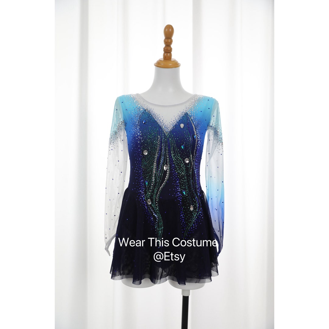 Elegant star command blue official skater dress