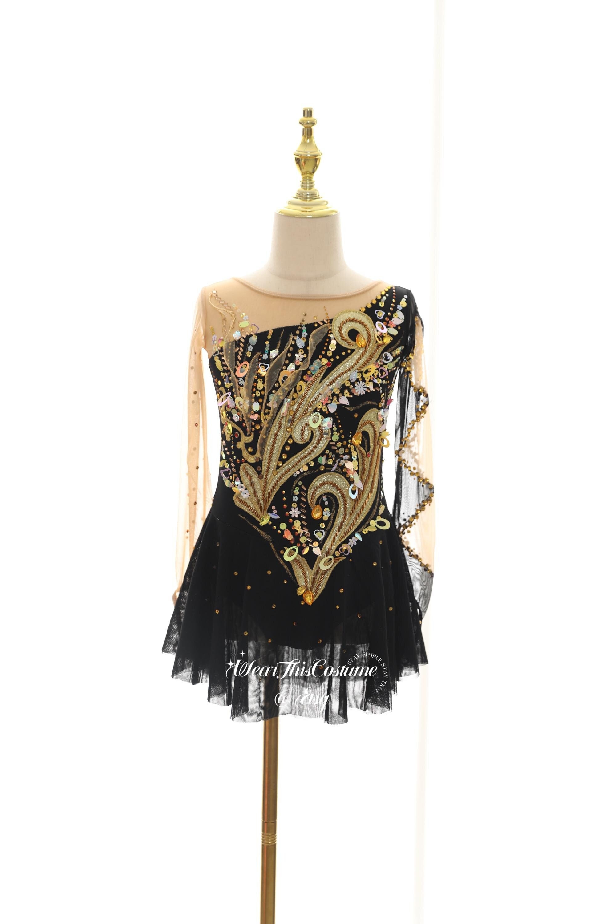 Black Gold Figure Skating Dress - Etsy Black Gold Figure Skating Dress - Etsy