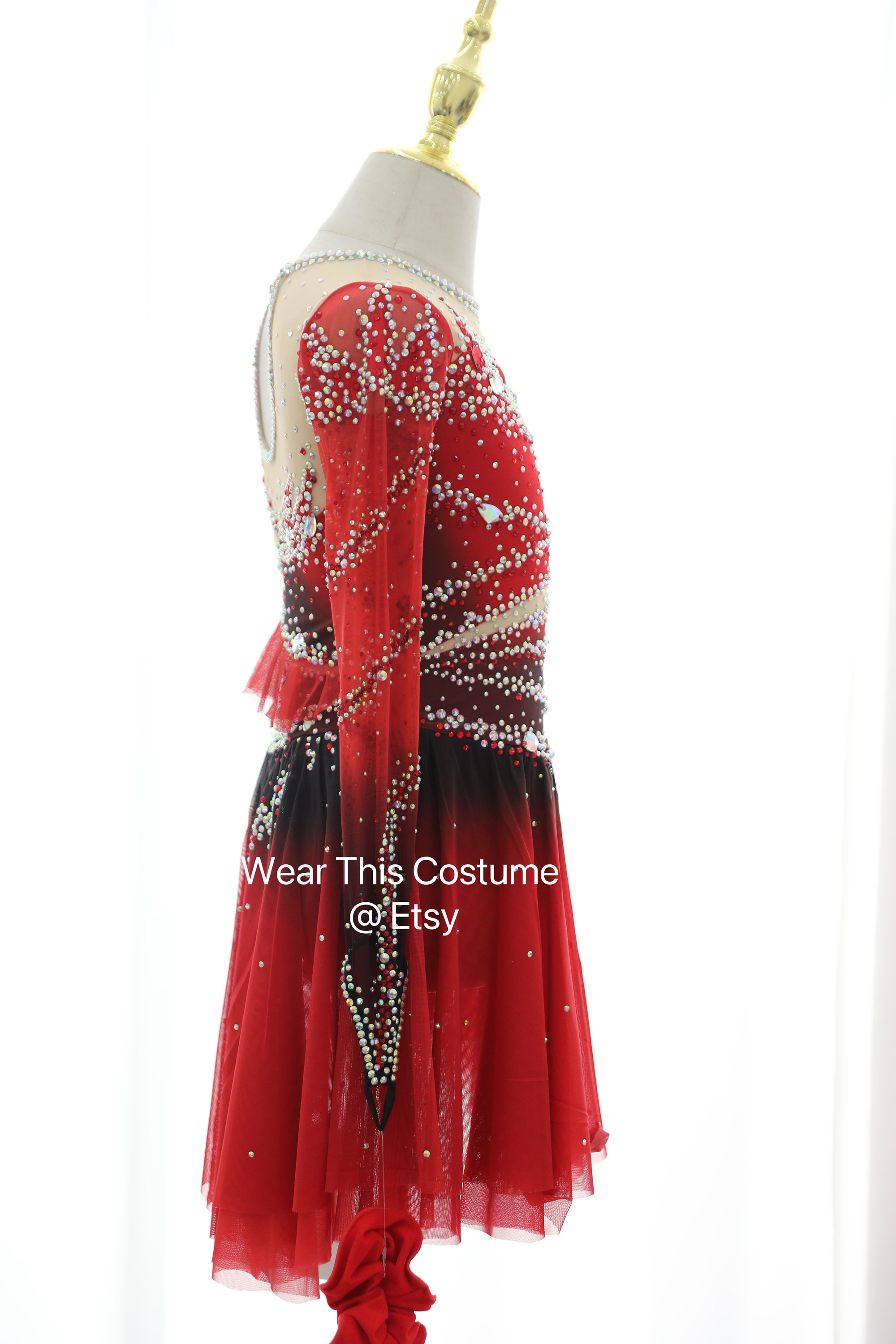 DANCE QUEEN Slip Red Custom Made Show Dress