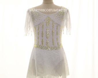 WHITE Figure Skating Dress/ Customized Ice Dance Costume/ Ice Skating Dress/ Girl's Women's Dress