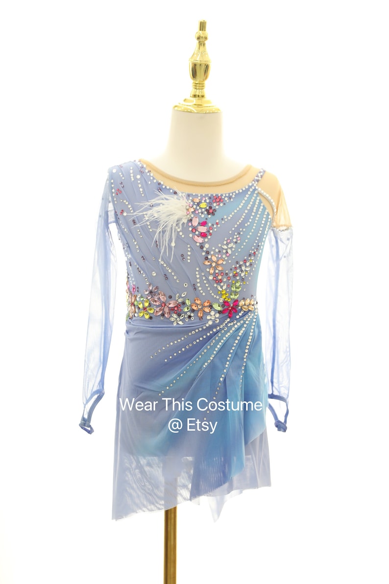 Customizable Blue Figure Skating Dress: Competition Ice Dance Costume