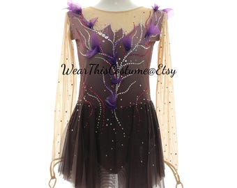 DARK Customized dress/ Costume/ Figure skating/ Ice dance/ Ice skate/ Acrobatic/ Roller skate/ Competition dress/ Bespoke/ Romantic style