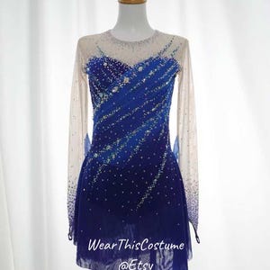 BLUE Customized dress/ Costume/ Figure skating/ Ice dance/ Ice skate/ Leotard/ Acrobatic/ Roller skate/ Competition dress/ Bespoke costume
