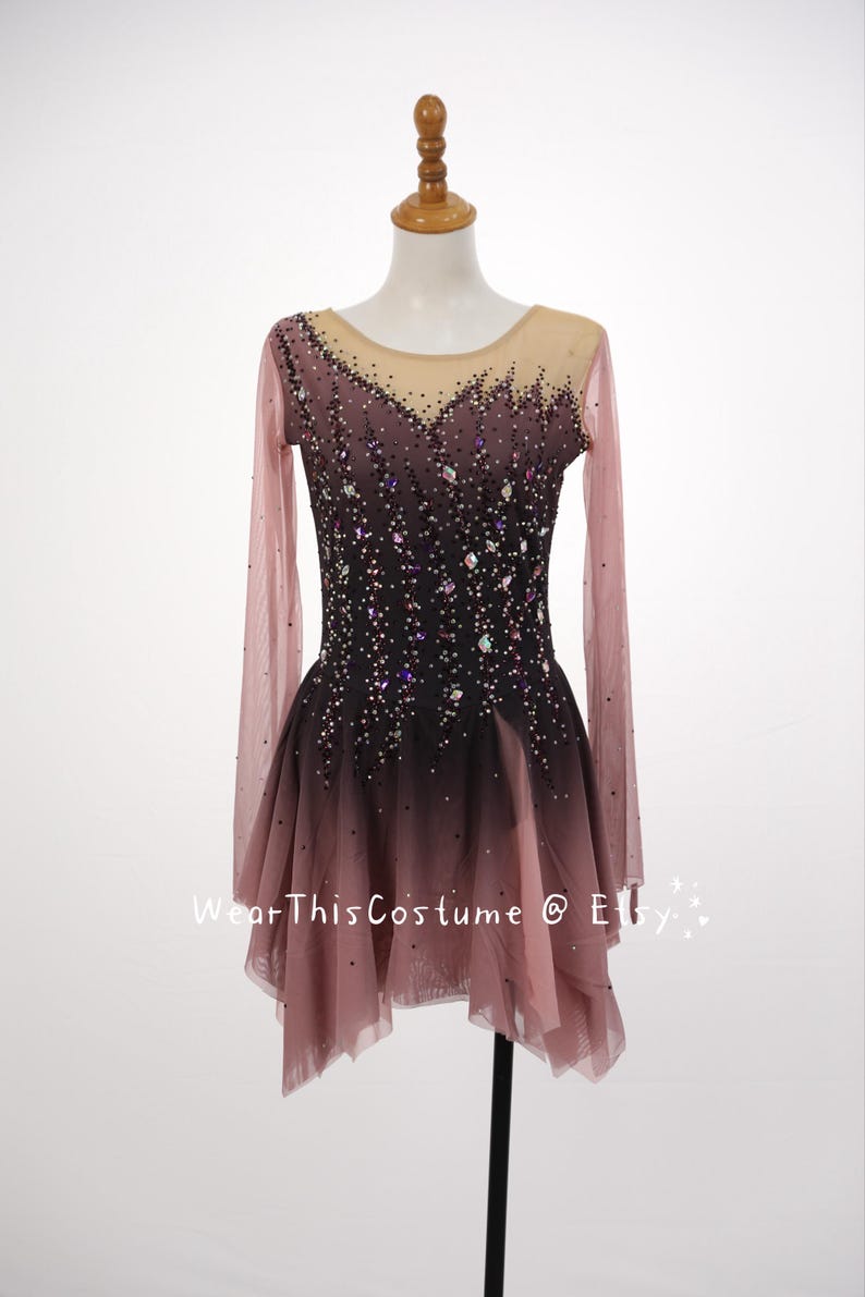 Brown Girl’s Women’s Figure Skating Dress/ Customized Ice Dance Costume/ Ice Skating Dress/ Equestrian Vaulting/ Acrobatic Dress/ Ice Dance