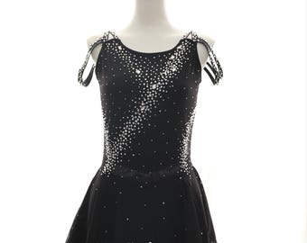 Vestido negro de patinaje artístico/Disfraz personalizado/Vestido de patinaje sobre hielo/Danza sobre hielo/Vestido personalizado/Vestido único