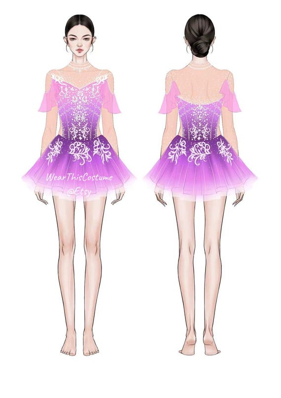 VIOLA e ROSA Abito personalizzato/Costume/Pattinaggio artistico