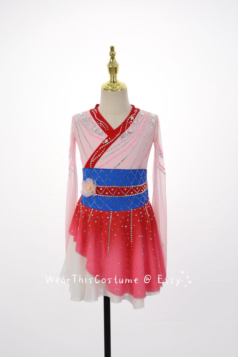 PINK BLUE Figure Skating Dress/ Customized Ice Dance Costume/ Ice Skating Costume/ Equestrian Vaulting/ Custom Design/ Roller Skating/ Acro