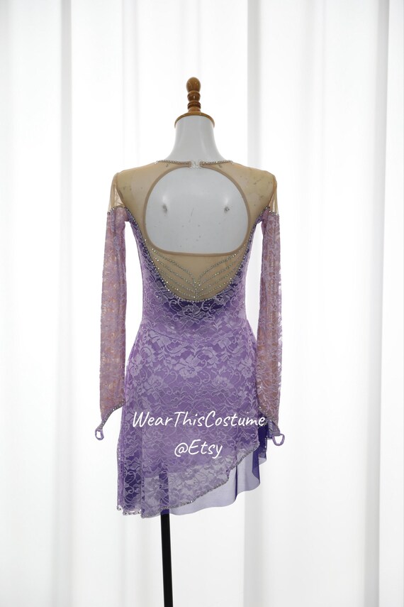 Purple Lace Figure Skating Dress: Customized Competition Costume Purple Lace Figure Skating Dress: Customized Competition Costume