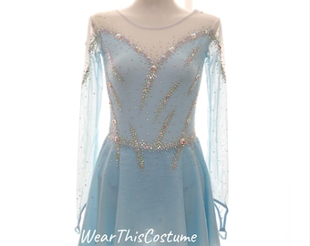 BLUE Customized dress/ Costume/ Figure skating/ Ice dance/ Ice skate/ Acrobatic/ Roller skate/ Competition dress/ Bespoke/ Romantic style