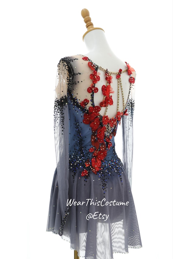 design a skating dress Custom Figure Dress/ Flower Design/ Figure skating dress/ Ice dance/ Ice skating/ Roller skating/ Petals/ Bespoken Romantic style no installation instruction included Size:2x 18/20 BFS25-50 Katarina witt costume Azazie Grey Modest Bridesmaid
