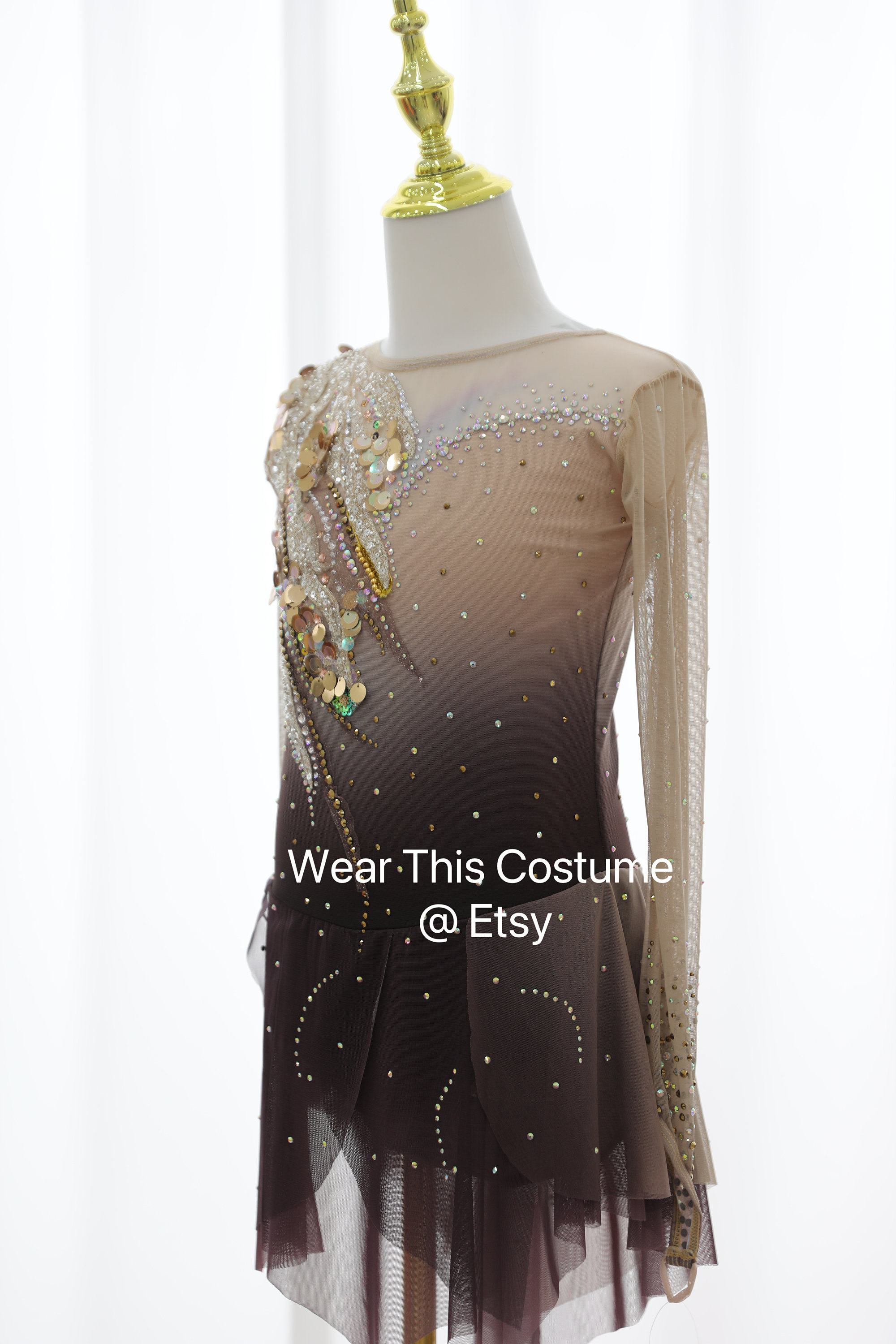 brown figure skating dress Brown Ice Dresses Women Custom Sharene Skating Dresses S010 - Sharene Skatewear - Brand