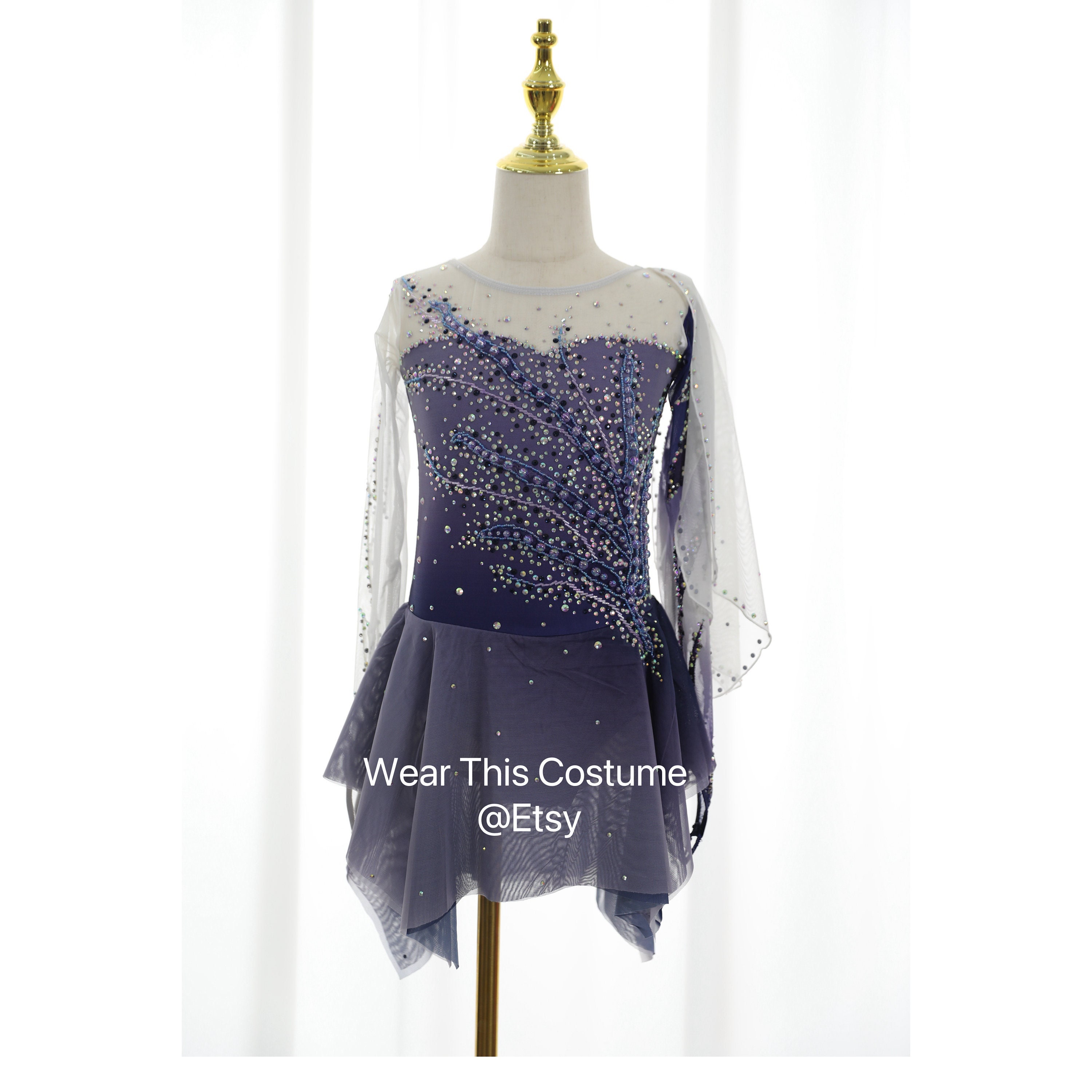 PURPLE Customized dress/ Costume/ Figure skating/ Ice dance/ Ice skate/ Leotard/ Acrobatic/ Roller skate/ Competition dress/ Bespoke costume