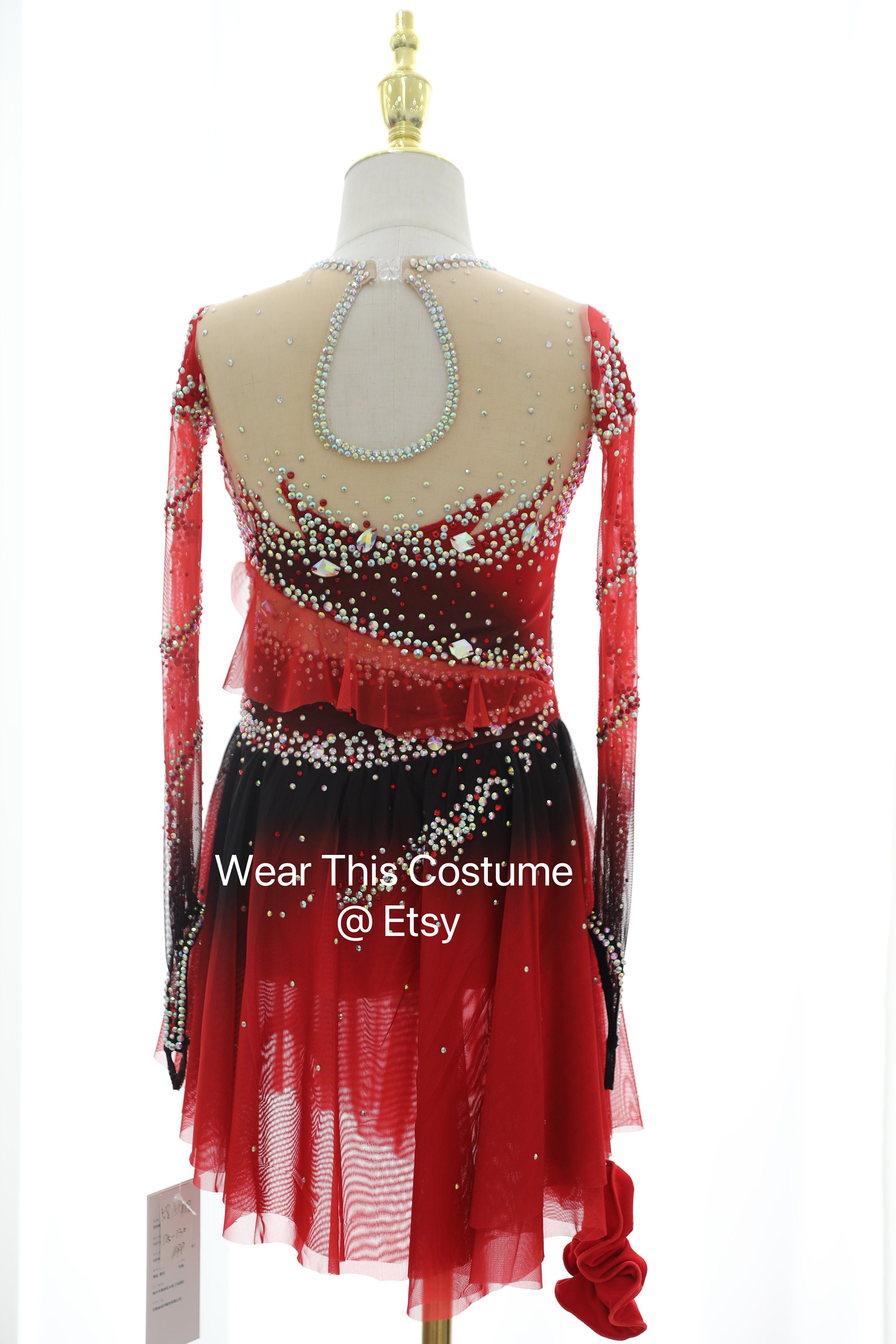 DANCE QUEEN Slip Red Custom Made Show Dress main image 0