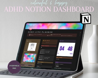 Notion Life Planner Dashboard | Notion ADHS Planer Vorlage | Notion Dashboard | Neurodianer Buchplan | Vollständiger digitaler Notion Planner