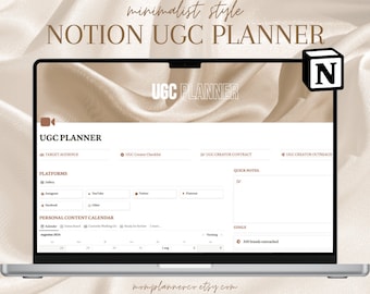 Plantilla de planificador de creación de contenido generado por el usuario de Notion / Panel de control de audiencia de contenido generado por el usuario de Notion / Plantilla de plan de contrato de contenido generado por el usuario digital de Notion Calendario de contenido generado por el usuario