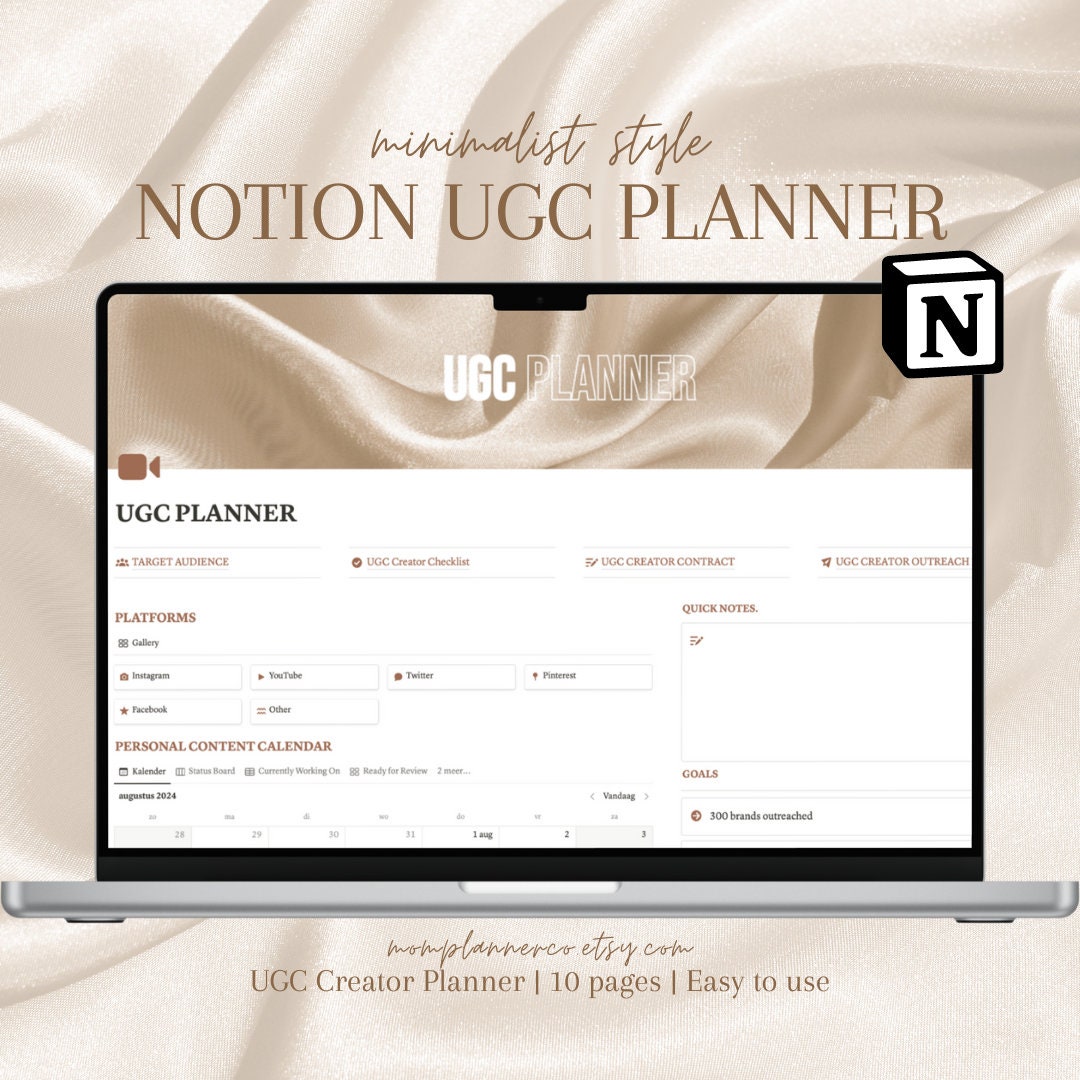 Notion UGC Creator Planner Template | UGC Target Audience Notion ...