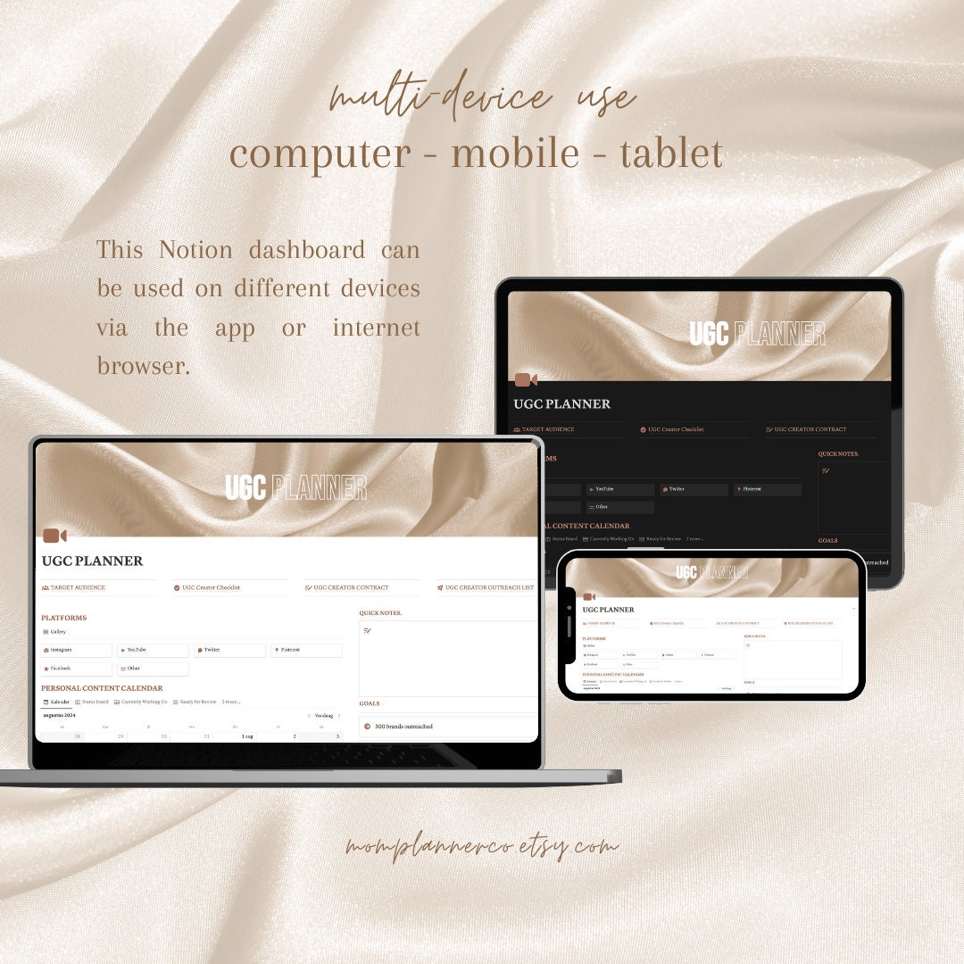 Notion UGC Creator Planner Template | UGC Target Audience Notion ...