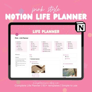 Life Planner Notion Dashboard | Ultimate Notion Template | Adhd Notion Planner | Digital Personal Planner | Pink Maximalist Bold ADHD proof