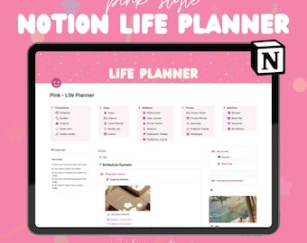Life Planner Notion Dashboard | Ultimate Notion Template | Adhd Notion Planner | Digital Personal Planner | Pink Maximalist Bold ADHD proof