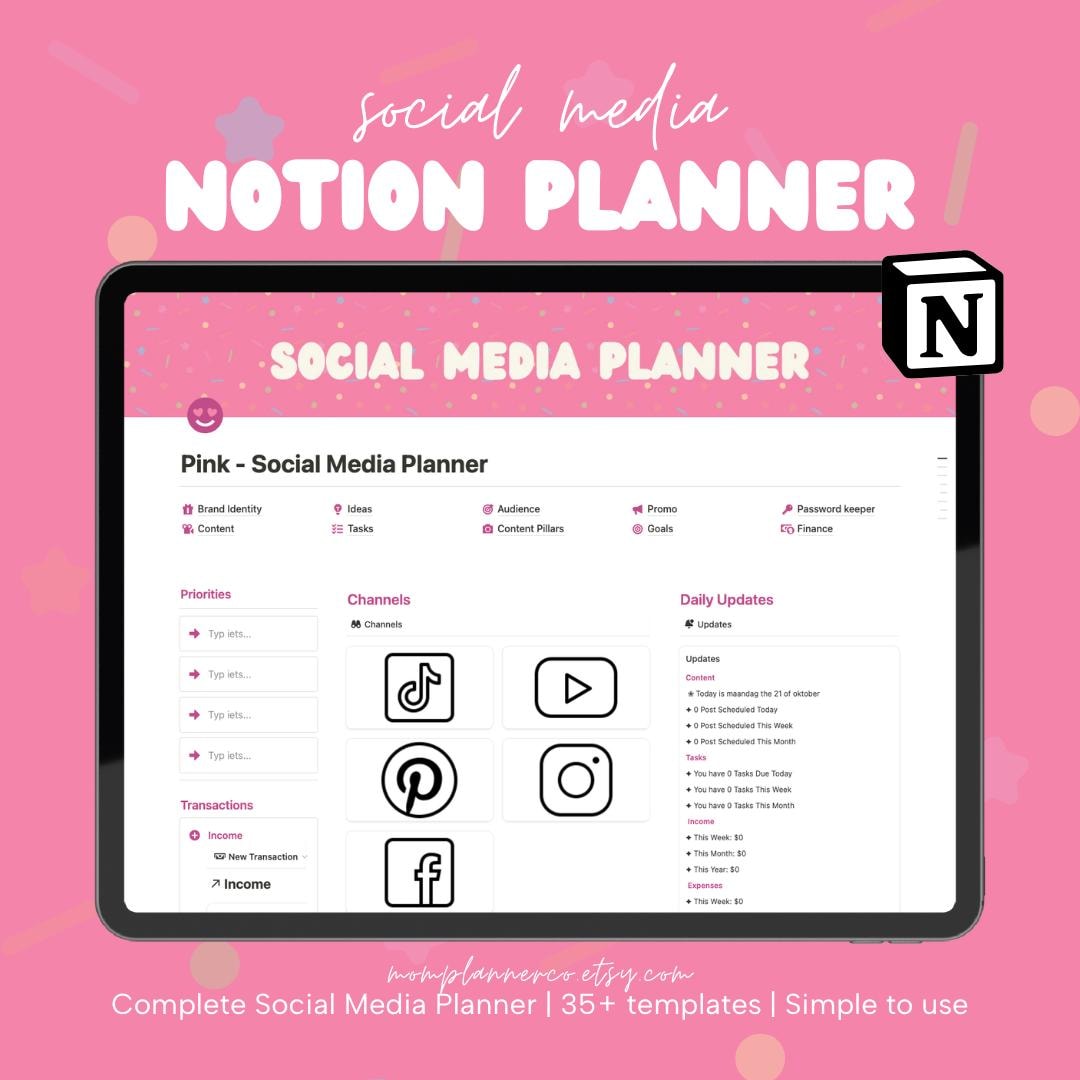 Notion Template Social Media Planner | Ultimate Content Planner ...