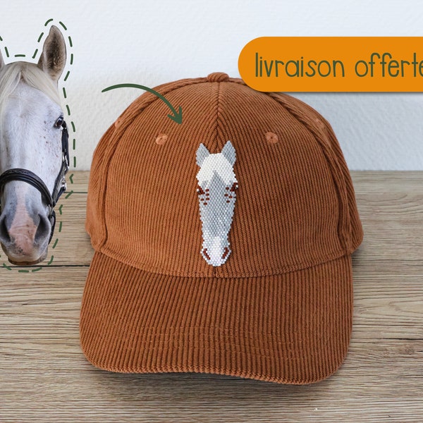 Casquette personnalisée en perles - Effet velours - Animaux personnalisés