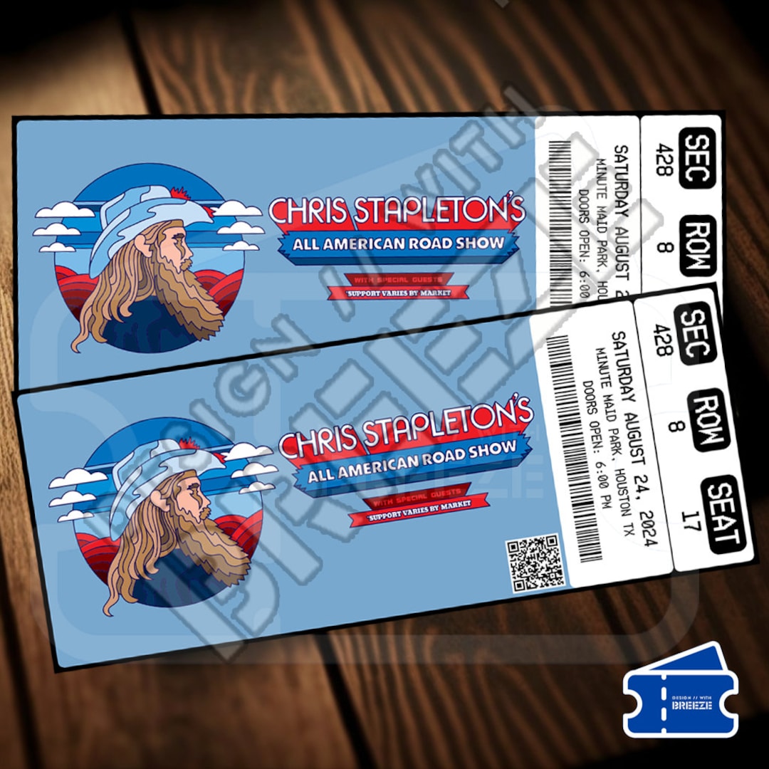 Printable Chris Stapleton Ticket All American Road Show Tour Music Concert Show Surprise Gift