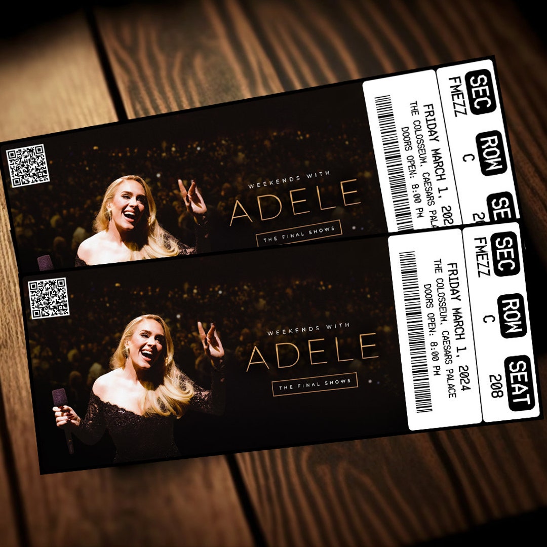 Printable Adele Ticket the Final Shows Music Concert Pass Surprise Gift Reveal Editable