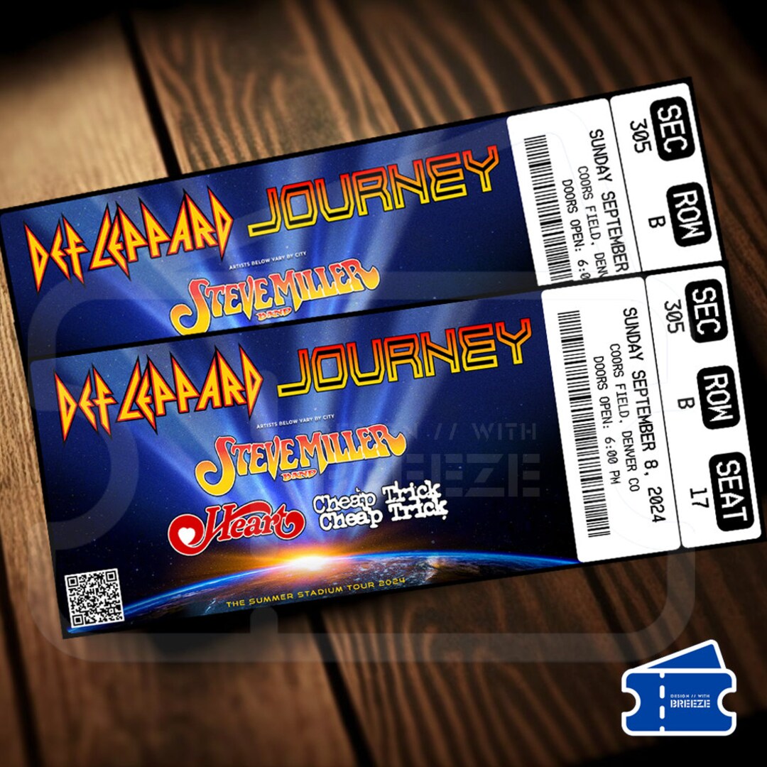 Printable Def Leppard and Journey Ticket 2024 Tour Music Concert Show Pass Surprise Gift Reveal