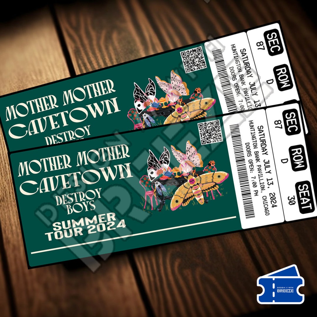 Printable Mother Mother & Cavetown Ticket Summer Tour Music Concert Show Pass Surprise Gift