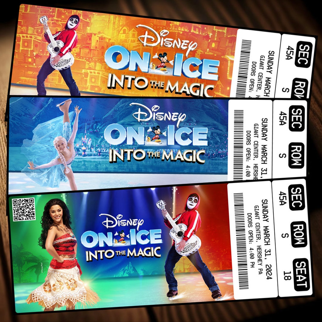 Printable Disneyland on Ice Into the Magic Ticket Ice Skating Live Show Surprise Gift Reveal