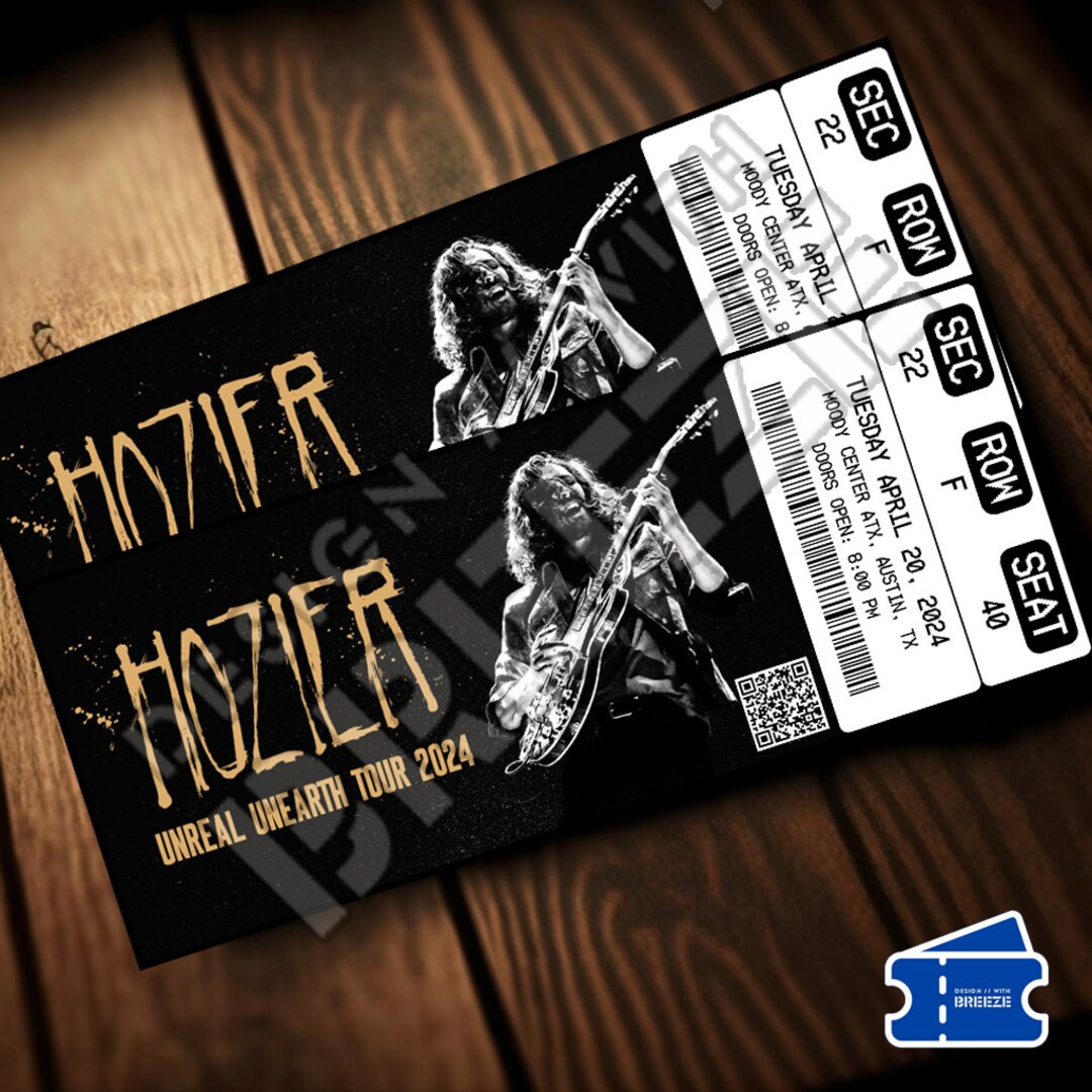 Printable Hozier Ticket Unreal Unearth Tour 2024 Music Concert Show