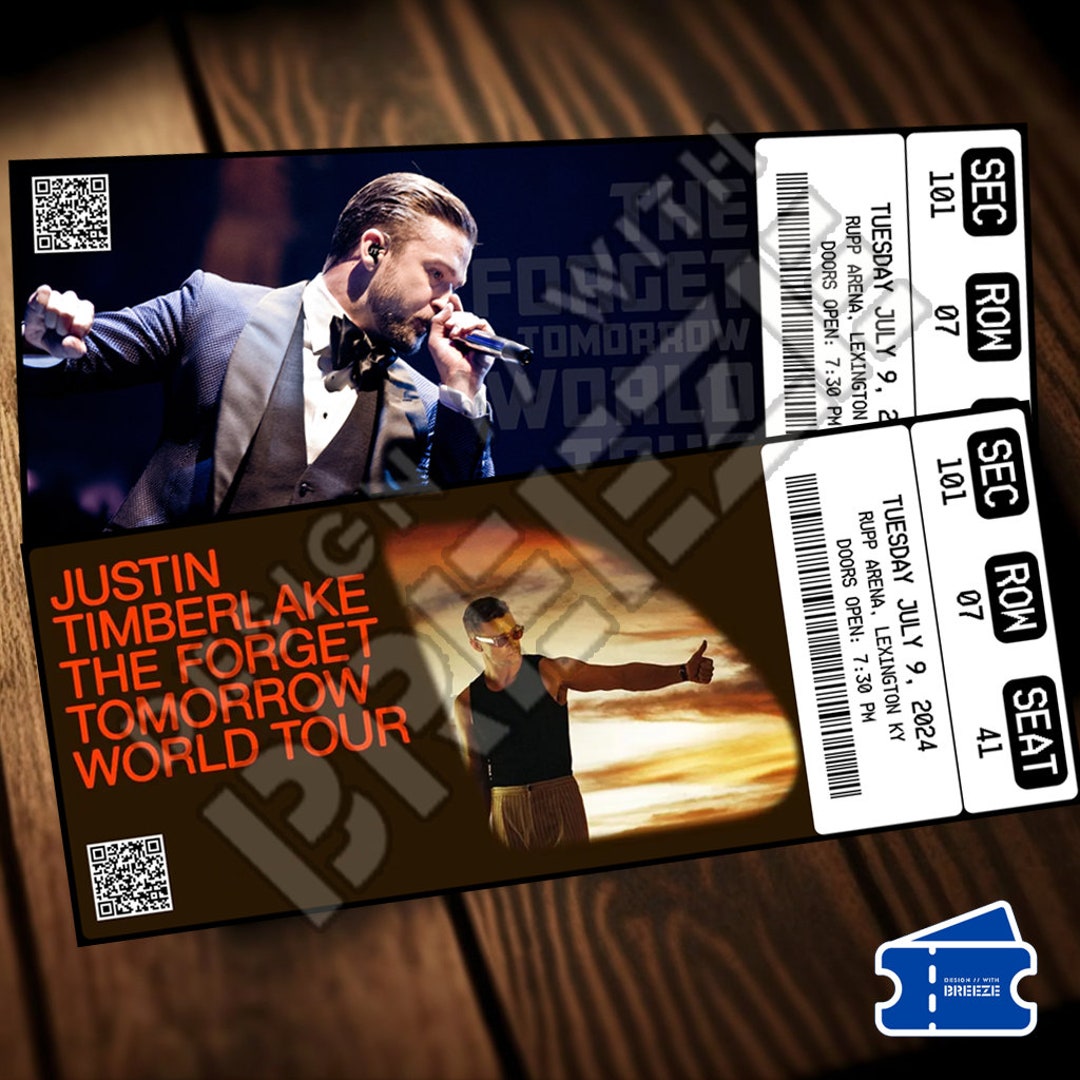 Printable Justin Timberlake Ticket the Tomorrow World Tour Music