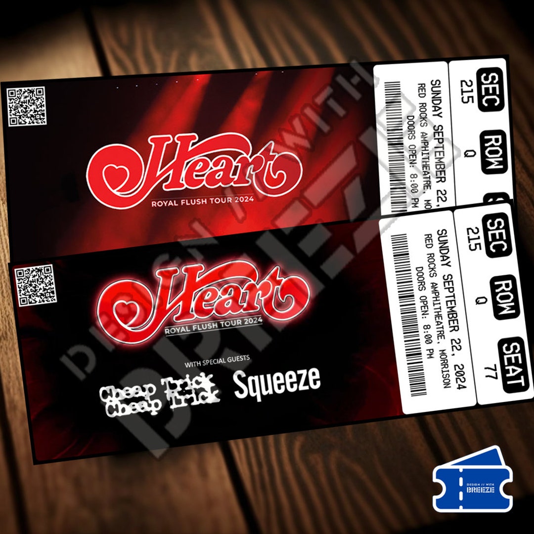 Printable Heart Ticket Royal Flush Tour 2024 Music Concert Show Pass Surprise Gift Reveal