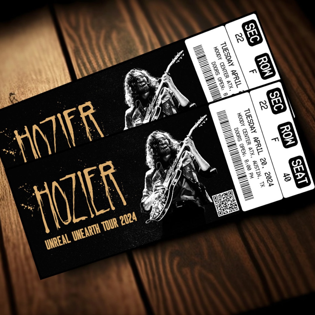 Printable Hozier Ticket Unreal Unearth Tour 2024 Music Concert Show